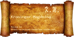 Kroninger Magdolna névjegykártya